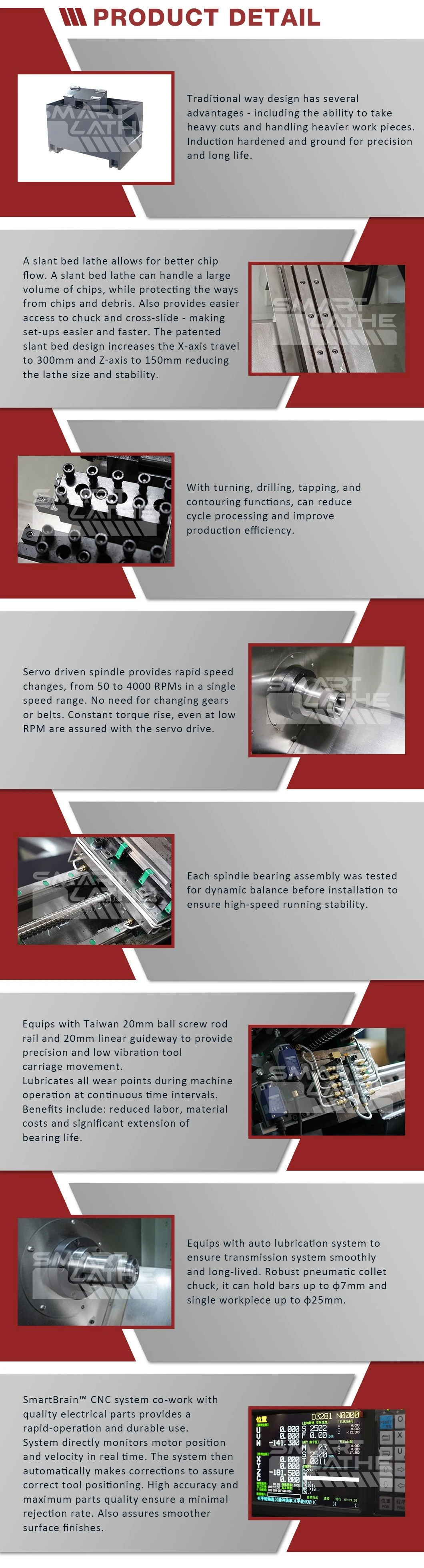 The Pneumatic Collet with Through-Hole CNC Lathe Machine for Turning Process with Brass, Bronze, Aluminum, Steel, Stainless Steel, and Rigid Plastic (SL-07)